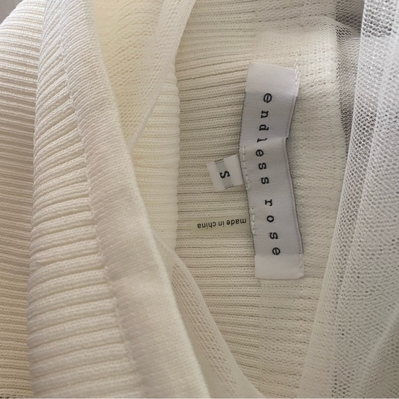 Endless Rose Ivory Ribbed Top with Sheer Puff Sleeves - Picture 3 of 3